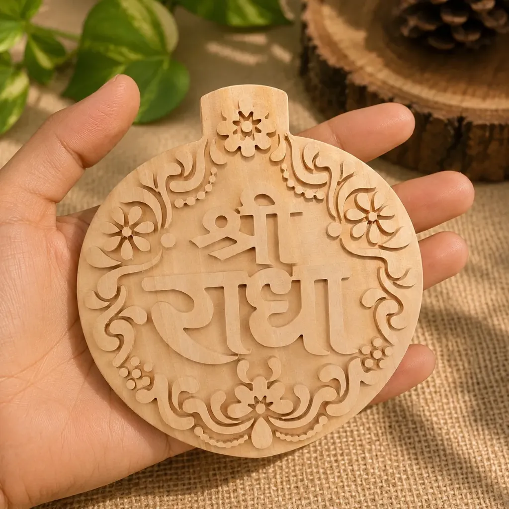 Shri Radha Naam Seva Kadamb Wood | With Patrawali | Leaf Design