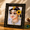 Shri Radha Handmade Chitrapat(Photo)  with Stone Shringar Pooja Room & Temple Decor 7 x 5